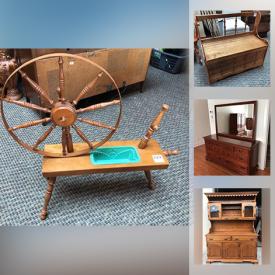 MaxSold Auction: This online auction features furniture, kitchen small appliances, Sony 65” TV, spinning wheel, mirror, Christmas decor, kitchenware, plastic ware, cookware, glassware, ironstone dishes, vintage Amber glass, cleaning items, bar stool, Electrolux vacuum, luggage and much more.