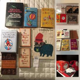 MaxSold Auction: This online auction features Limericks and joke books by Edward lear, Thomas Byrom, Isaac Asimov, Spike Milligan, G. Legman and other authors, Bawdy Ballads, Limerick ephemera, Immortalia, Rare Limerick Cards and much more!