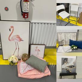 MaxSold Auction: This online auction features mirrors, art, pillows, stool, console table, faux plants, linens, outdoor accessories, kid's bedroom decor, bar stools, patio chairs, Euro pillows, faux greenery and much more!