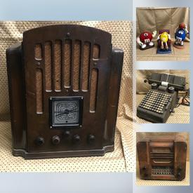 MaxSold Auction: This online auction features Tube Radio, Ping Pong Table, Porcelain Dolls, Vintage Microscope, Brass Bells, Vintage Office Equipment, M&M Dispensers, Binoculars, Model Kits, Stamps, Games, Depression Glass, Vintage Baseball Gloves, Vintage Pyrex and much more!