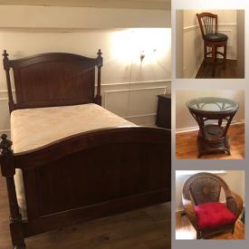 MaxSold Auction: This online auction features Vintage and Mid-Century Solid wood Furniture, Pier 1 furniture, Signed art & prints and much more!