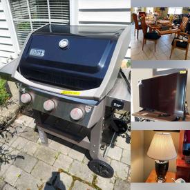 MaxSold Auction: This online auction features furniture such as a secretary desk, serving cart, chairs, etagere, china cabinet, dining table and chairs, patio furniture, tables, leather recliner, footstool and more, kitchenware, kitchen utensils, serving ware, Queen sized comforter, mobility aids, artwork, Insignia TV, Weber grill, small kitchen appliances, plants, bird art, Asian cart print, remote helicopter, Christmas tree, clock, printer and much more!