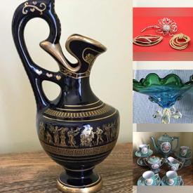 MaxSold Auction: This online auction features jewelry, collectibles, Royal Albert set, figurine, collector plate, teacups and saucers, pottery, dishware, glassware, wine glasses, pitcher, vases, chess set, bottles and much more!