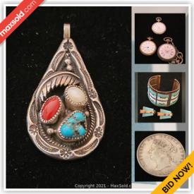 MaxSold Auction: This online auction features Vintage Art Deco Vanity Set, Vintage Costume Jewelry, Vintage Coins, Concho Belt, Vintage Snoopy Christmas Ornaments, Vintage Tokens, Vintage Watches and much more!