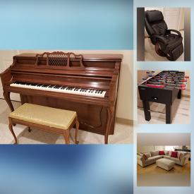 MaxSold Auction: This online auction features Baby Gates, L Shaped Sofa, Dining Room Table & Chairs, Upright Piano, Massage Chair, Foosball Table, Crystal Vases and much more!!