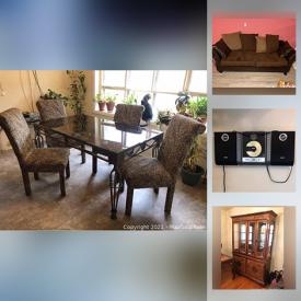 MaxSold Auction: This online auction features Glass Top Dining Table, TV, Small Kitchen Appliances, Leather Couch, Exercise Equipment, Refrigerator, Patio Table and much more!