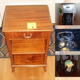 MaxSold Auction: This online auction features MCM Teak Night Stand, Lamp Records, Sports Cards and Garden decor, Vintage Mcdonald Coke Collectables, Retro Stool and Rubbermaid Stepstool, Kids Webslinger bike and much more!