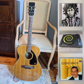 MaxSold Auction: This online auction features Vintage Guitar, Vintage LPs, Rock Band T-shirt, Art Glass, Soapstone Carving, Hawaiian Ukelele, Cranberry Glass, Stamps, MCM Lighting, Stereo Components and much more!!