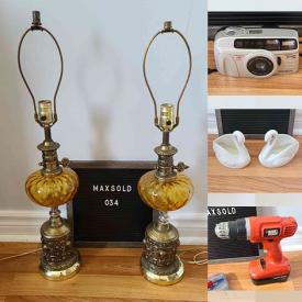 MaxSold Auction: This online auction features Small Kitchen Appliances, Antique Lamps, New Tablecloths, Camping Gear, Art Glass, Power Tools, Vintage Tools, Beauty Appliances, Thimble Collection, Curtain Panels, Wicker Baskets, Cameras, DVDs and much more!