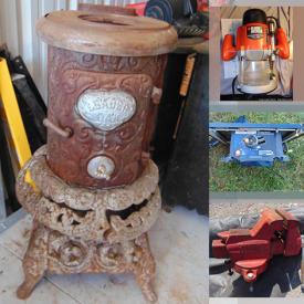 MaxSold Auction: This online auction features Delvin original acrylic painting, power, hand & yard tools, new lighting fixtures, bike, game camera, vintage glass shades, antique wood stove, automotive tools, mini-fridge, marble slab, teacup/saucer sets, children's books and much more!