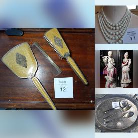 MaxSold Auction: This online auction features fine china, sterling silver, new items such as wireless security system, fairy lights, and incense burners, dishware, costume jewelry, glassware, handbags, computer accessories and much more!