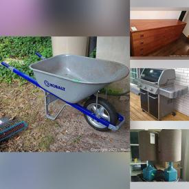 MaxSold Auction: This online auction features furniture such as a wooden bench, Article sofa, Midcentury style sectional, stool, chairs, vintage rocker, pool table, folding table and chairs, bench, lounge chairs, outdoor benches, patio table and reclining chairs, teak nightstands, dresser, Muskoka chairs, hammock, garden bench and more, salvaged windows, doors, carpets, tools, art, toys, toys, pool table accessories, camera, lamps, wall art, silverplate, Article rug, fireplace screen and tools, Midcentury style starburst clock, runner mats and much more!
