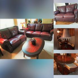 MaxSold Auction: This online auction features leather loveseat, leather chair, lamps, end tables and more!