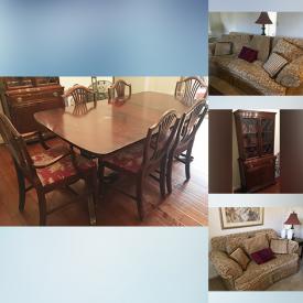 MaxSold Auction: This online auction features a Duncan Phyfe table, chairs, and hutch, sofa and more!