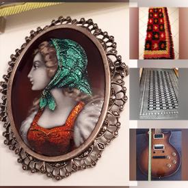 MaxSold Auction: This online auction features Antique Brooch, Vintage Rugs, Die-Cast Bookends, Electric Guitar Body, Jewelry, Oriental Collectors Plate, Native Wooden Drum, Vintage Sculpture, Stamps, Power Tools, DVDs, Art Glass, Golf Clubs, CDs, DVDs and much more!