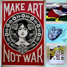 MaxSold Auction: This online auction features Shepard Fairey Lithograph, Tadas Zaicikas Digital Art, Roy Lichtenstein Lithographs, Andy Warhol Lithographs, Vintage Gallery Exhibition Posters and much more!