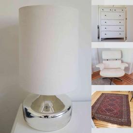 MaxSold Auction: This online auction features Muskoka chairs, antique chest and bakers island, Pottery Barn sofa and rocking chair, 42" TIV, signed art, IKEA adjustable desks, patio umbrella, and IKEA glass door closets and much more!