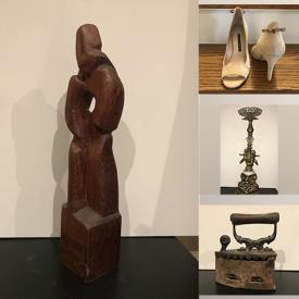 MaxSold Auction: This online auction features Antique Iron, Vintage Standing Ashtray, Ladies Shoes, Wood Carving and much more!