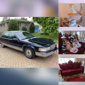 MaxSold Auction: This online auction features 1996 Cadillac Fleetwood Z, Capodimonte figurines and serving ware, fireplace/stereo combo, Howard Miller Grandfather clock, dining room sets, Dynasty and Rustin dolls, sofa, loveseat and chair set, silver plate coffee serving set, Royal Doulton figurines, hutch, and buffet set, garden tools, Shop-Vac, home health items, ladders, art, outdoor furniture, small appliances and much more.