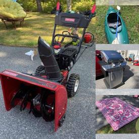 MaxSold Auction: This online auction features furniture such as Adirondack chairs, wooden tables, sofa, wicker bench, wooden dressers and secretary desk, Craftsman snowblower, yard tools, framed art, lawn mowers, books, home decor, air conditioner, area rugs, CharBroil grill and much more!