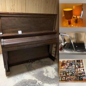 MaxSold Auction: This online auction features upright piano, Marvel and DC comics, furniture such as dining room set, sofa, chests of drawers, desks, cabinets, side tables and custom shelving, hand tools, treadmill, lamps, wardrobe, international souvenirs, sports equipment, glassware, kitchenware, DVD recorder, lawn mower, small kitchen appliances, vintage costume jewelry, CDs, DVDs, home decor, record albums and much more!