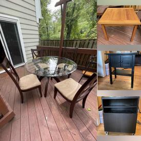 MaxSold Auction: This online auction features furniture such as side tables, office desk, glass table with chairs and kitchen island, home decor and much more!