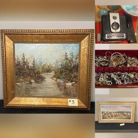 MaxSold Auction: This online auction features a gold ring, signed art and photographs, vintage Kodak cameras, Kodak Brownie camera in box with accessories, vintage Dux Episcope projector, Jewelry, vintage postcards and much more.