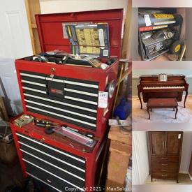 MaxSold Auction: This online auction features Disney, Vice, Welding Machine, Electronics, Piano, Lamps, Stuffed Teddies, Vintage Furniture, Kids Toys, Wall Art, King Bedroom Furniture, Leg Massager, Telephone chair, Barrister Bookcases, Computer Equipment and much more.