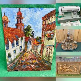 MaxSold Auction: This online auction features Sewing Machine, Vintage Enamelware. Persian Carpet, Vintage Toy, Original Oil Paintings, Vintage Pyrex, Teacups, Vintage Chandelier, Vintage Rock and Roll Magazines, Vintage Wall Sculptures, Comics, Carved Jade Pendant Necklaces and much more!