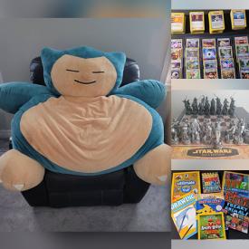 MaxSold Auction: This online auction features Pokemon items such as cards, Snorlax beanbag chairs, stuffed toys, Funko, novels and books, DVDs, Eevee coin bank and more, Warhammer books, Shadowrun, Dungeons and Dragons, Legend of the Five Rings, Wraith, Dystopian Wars and more, Schleich toys, Hockey cards, FLEER limited Edition 1:24 scale Zamboni, KRAFT Stanley Cup 1893 - 1993 Set, magazines, Star Wars Sage Edition chessboard, books and much more!