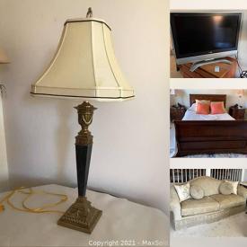 MaxSold Auction: This online auction features furniture such as upholstered sofa, accent chairs, dining table, hand-painted display cabinet, and sleigh bed, table lamps, framed art with COAs, kitchenware, vintage Fisher console and much more!