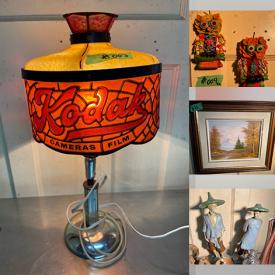 MaxSold Auction: This online auction features Art Deco Table Lamp, Art Pottery, Art Prints, Garry Meeches Serigraphs, Costume Jewelry, Antique Pewter, Art Glass, NIB Silk Scarf, Sewing Machine, Stained Glass Panels, Antique Furniture, Carved Wood Mask, Asian Statues, Jadite and much more!