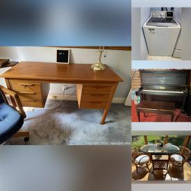 MaxSold Auction: This online auction features MCM Teak Desk, Teak Bookshelves, Wooden Sculpture, Vintage Bistro Table & Chairs, Washer & Dryer, Binoculars, Vintage Books, Vintage Pink Glass, Vintage Opera Glasses, Vintage Costume Jewelry, Souvenir Spoon, Rattan Furniture, Upright Freezer, Antique Piano and much more!