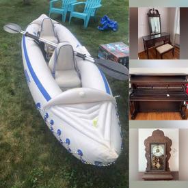 MaxSold Auction: This online auction features Inflatable Kayak and Island, Rugs, Rowe furniture, Limoges china, Wicker furniture, Beds, Cameras, Antique & Vintage Solid Wood Furniture, Audio & Video Electronics, Tech Gadgets and Components, Homecare & Cleaning supplies, Cookware, Bakeware, Dinnerware, Gadgets, Table & Serving items, kitchen sundries, Outdoor Patio furniture, Small Kitchen Appliances, Food prep, & gadgets, Stereo Equipment & Components, MCM Furniture & Decor, Ping Pong table, Sheet music, Typewriters, Air conditioner, Artwork, nostalgic treasures and much more!