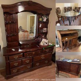 MaxSold Auction: This online auction features collector porcelain, Quadraflex receiver, furniture such as dining chairs, glass top table, wooden dressers, and desk, gardening supplies, books, home decor, shelving, kitchenware, wall art, area rugs, luggage, tiara glass and much more!