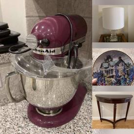 MaxSold Auction: This online auction features Accent Tables, Lamps, Bombay Furniture, Electronics, Mirrors, Artwork, HP Printer, Bissell Vacuum, Food Saver Vac, Sewing Machines, Office Supplies, Mickey Mouse Glassware and much more.