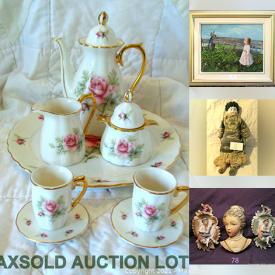 MaxSold Auction: This online auction features Antique Porcelain Doll, Mini Shoe Collection, Vintage Tea Sets, Vintage Children's Books, Vintage Jewelry, Group of Seven Artist Prints, Vintage Ceramic Figurines, Teapot Collection, Vintage Bottle, Vintage Quilt, Art Glass, Thimble Collection, Collectible Plates, Depression Glass and much more!