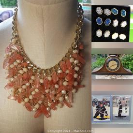 MaxSold Auction: This online auction features Statement Necklaces, Multi-Strand Necklaces, Charm Style Bracelets, Sports & Non-Sports Cards, Comics, Vintage Cocktail Shaker, Art Glass, Salt & Pepper Shakers, Seashells, Golf Clubs, Solar Lights and much more!