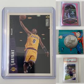 MaxSold Auction: This online auction features Sports Trading Cards such as Bryant, Shaq, Hardin, Jordan, Drummond, Doncic, and Football, Hockey, Golf Cards, and Coins and much more!