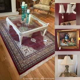 MaxSold Auction: This online auction features Electric Fireplace, Table Lamps, Handmade Dollies, Tiger Statue, Faux Plant, Area Rugs, Art Glass, Trundle Twin Bed, TVs, Sleigh Bed and much more!