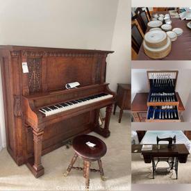 MaxSold Auction: This online auction features musical equipment such as an antique Bell upright piano and Chroma Harp autoharp, furniture such as dining table, reclining lift chair, and occasional chairs, outdoor furniture such as patio table, chaise lounges, and BBQ, décor such as framed art, wall clock, and glassware, electronics such as LG monitor and Sony wireless headphones and much more!