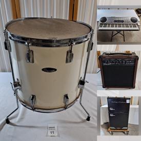 MaxSold Auction: This online auction features Amplifiers, Snare Drum, Keyboards, Music Stands, Microphone Stands, Vintage Drums, Throne Seats, Floor Tom, Cymbals, Garden Supplies, Raft, Books, Toys, Figures, Artwork and much more.