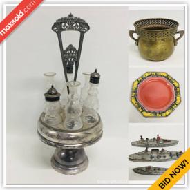 MaxSold Auction: This online auction features an antique Rockford Victorian silverplate cruet set, tabletop organizer, coat racks, brass items, Howard Miller mantle clock, vanity items, Polaroid cameras, Woody Woodpecker 8mm movie castle films, watercolor, architect rulers, vintage photographs, art and crafts, figurines, wall decor, HP printer, Bell and Howell TDC Vivid, vintage Trifari pin, Royal Winton Grimwades Stoke on Trent England plate, glassware, books, pottery, vintage Telechron wall clock and much more!