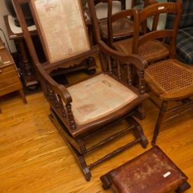 MaxSold Auction: Features espresso maker, planter stands, antique clocks, silver plate utensils, antique rocker, art including prints, watercolour, oil on board, lamps, vanity, wing back chair, electric scooter, hammock and more!