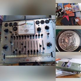 MaxSold Auction: This online auction features a huge lot of Stained glass, silver coins, die-cast toys, marbles, patches, military, jewelry, rocket radio, tubes and tester lots of small collectibles and much more!