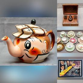 MaxSold Auction: This online auction features Shelley, Fenton, Aynsley, Paragon teacups, MCM serving ware and decor, WMF German steak cutters, costume jewelry, MCM woodblock print, carved jade pendants and bracelets, acrylic wall shelves, acrylic footed stands, vintage posters and much more!