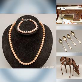 MaxSold Auction: This online auction features WW2 Sterling Silver Medals, 10kt Gold Earrings, Swarovski Crystal, Porcelain Figurines, Cast Iron Bank, Costume Jewelry, Art Pottery, Vintage Books, Art Glass, Model Airplanes, Collectible Teacups, Carved Wooden Sculptures, Treadmill and much more!