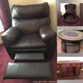 MaxSold Auction: This online auction features furniture such as Ashley Furniture dining table and chairs, sectional sofa, recliners, wooden tables, patio set, and dressers, wall art, lamps, planters, bicycles, yard tools, outdoor grill, luggage, home decor, range top, exercise equipment and much more!