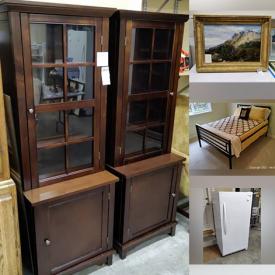 MaxSold Auction: This online auction features furniture such as bookcases, Queen bed frame, corner bookcase, wingback chair, lighted display cabinets, side tables and more, framed original art, hanging scale and other household items, Cuisinart food processor, kitchenware, Kenmore freezer and much more!