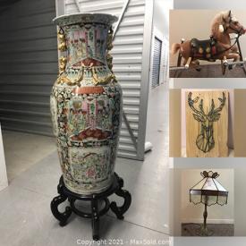 MaxSold Auction: This online auction features Large Chinese Floor Vase, Antique China Cabinet, Antique Waterfall Vanity, Bakers Rack, Commercial Display Stands, Porcelain Doll, Vintage Stained Glass Lamp, Trisha Romance Prints and much more!